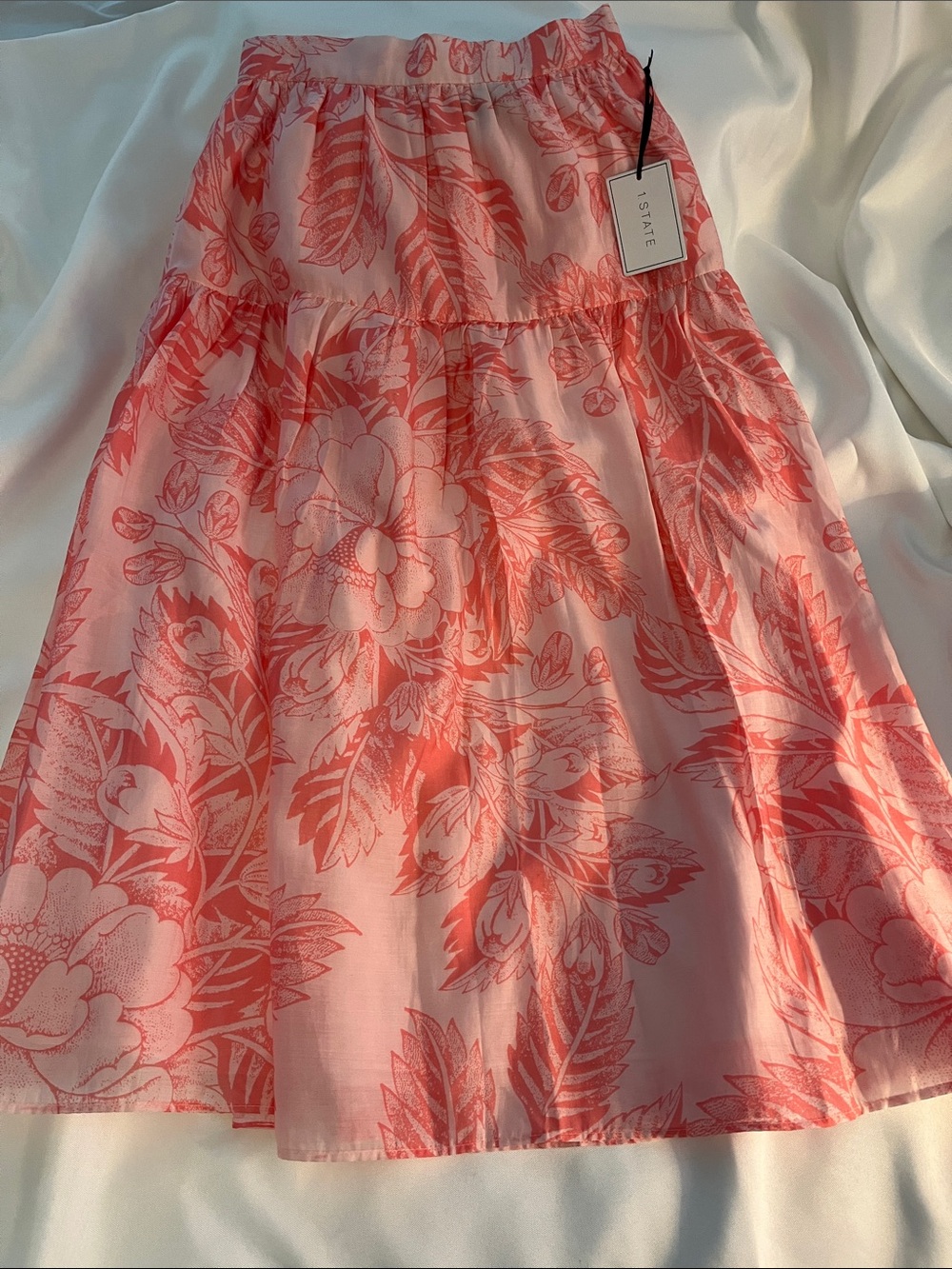 1. State Pink Coral Rose Floral Gauze Skirt